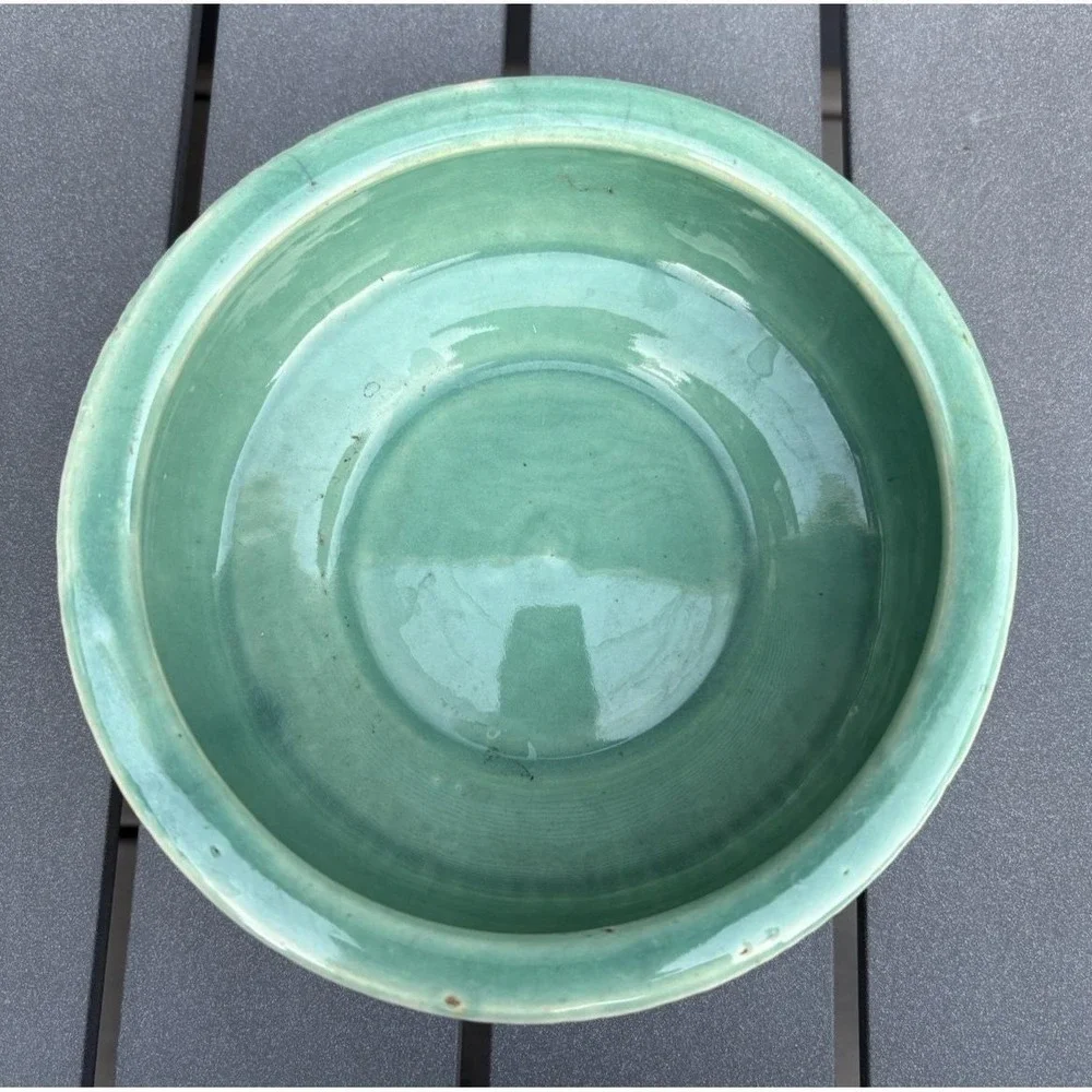 Vintage McCoy pottery ceramic wave design bulb succulent planter green turquoise